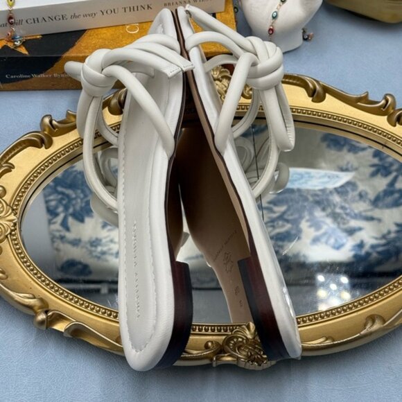 🆕 LOEFFLER RANDALL 🧿 NWOB Hadley Leather Bow Flat Sandals, White - Sz 6.5 B - Picture 11 of 12